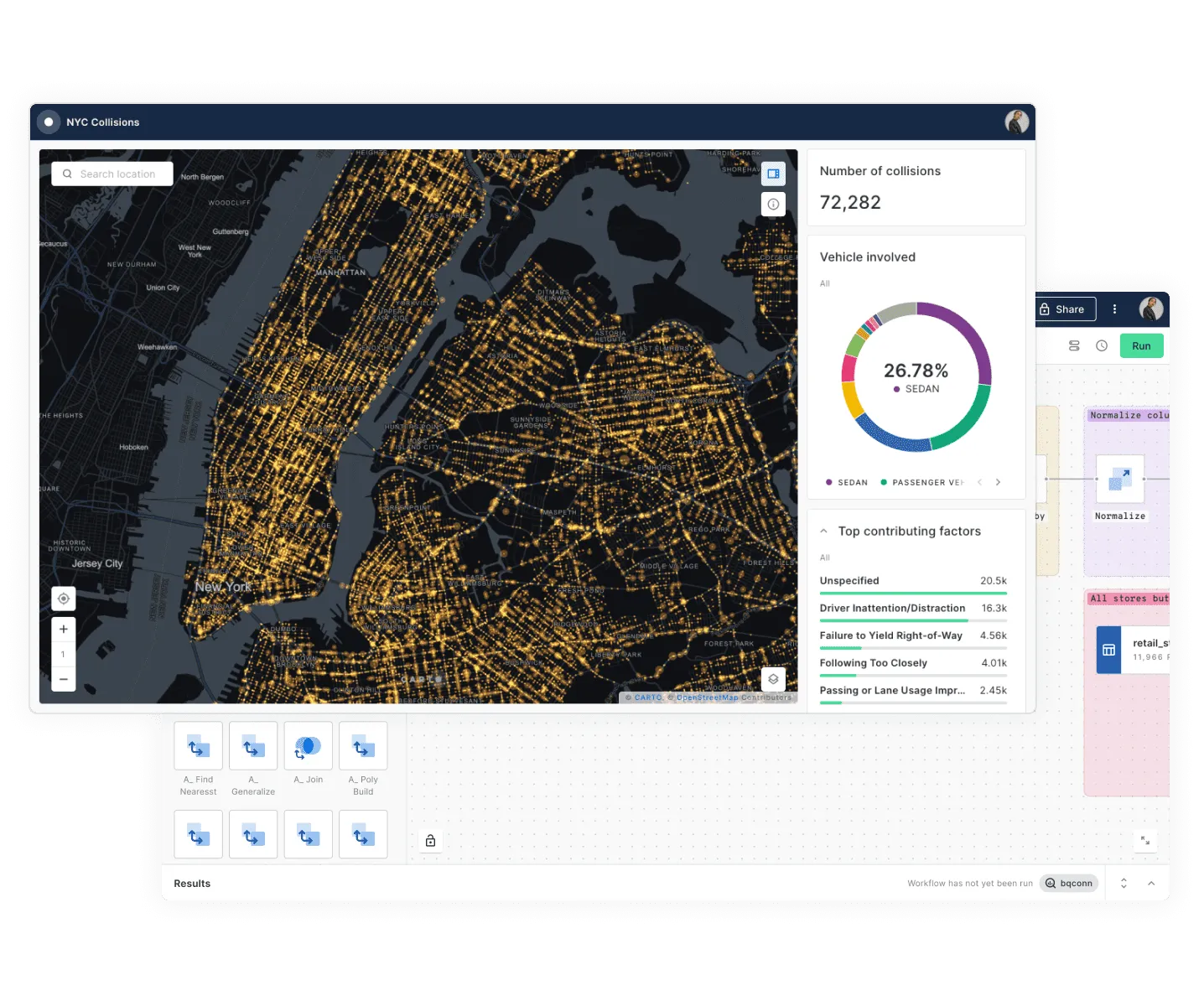Visual of the spatial analytics platform for the modern data stack