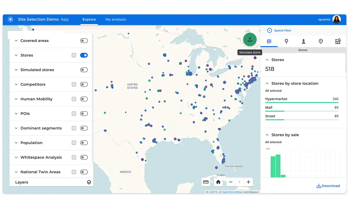 Predict performance with the site selection app