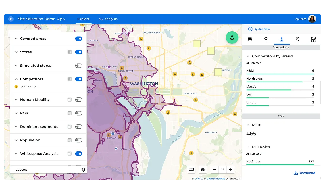 Identify opportunities with the site selection app