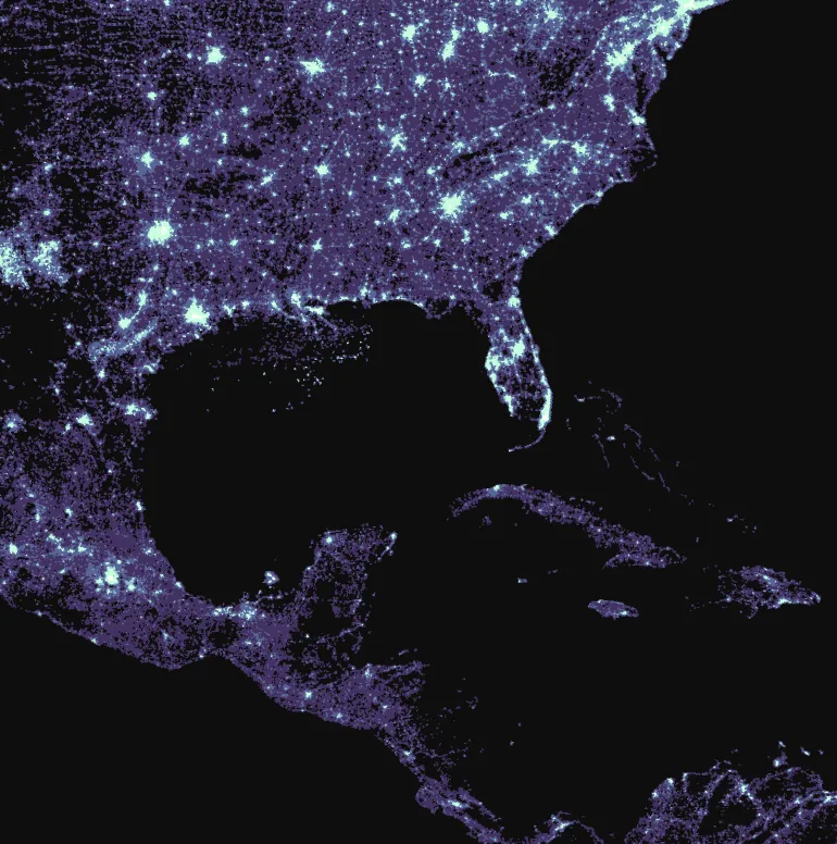 map showing night time lights