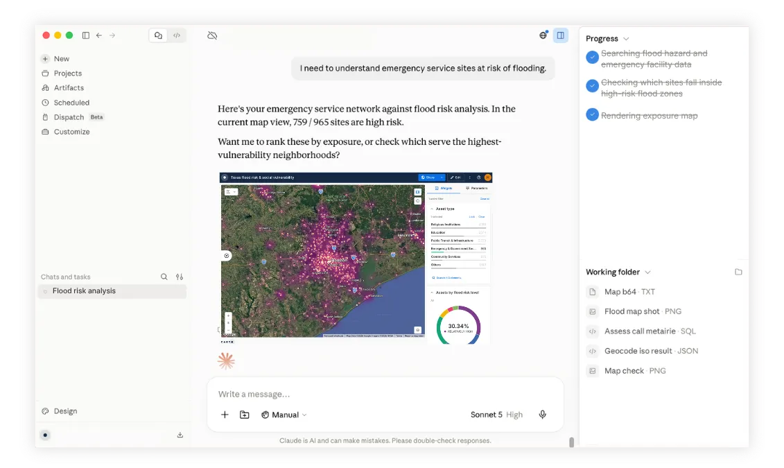 Analyzing emergency services resilience with CARTO in Claude