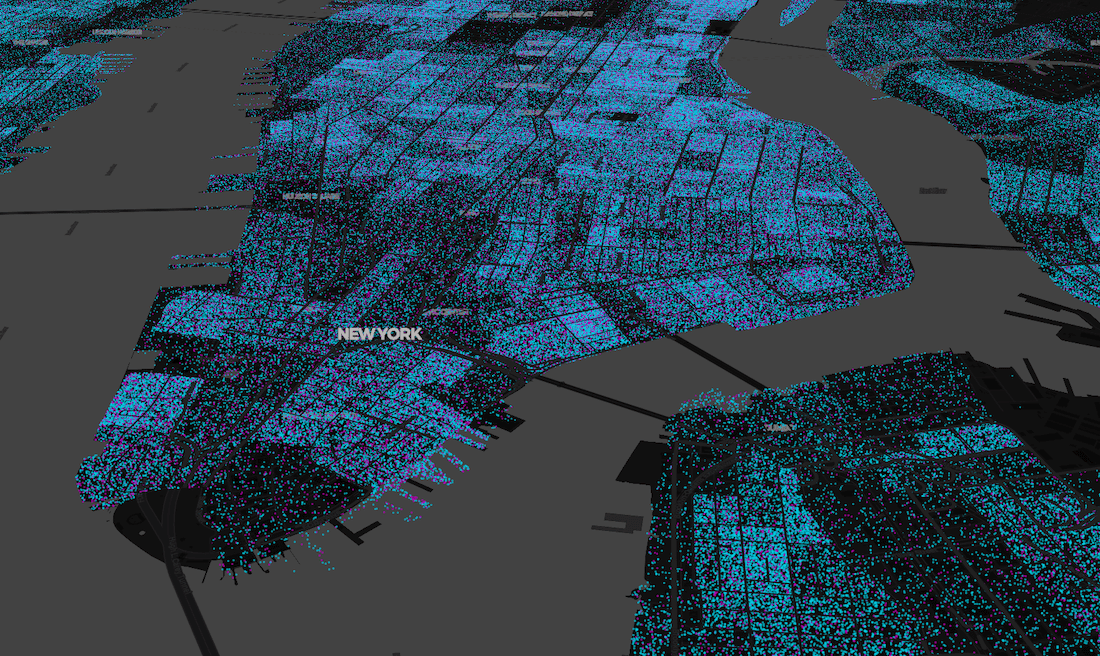 Screenshot of view of New York from within the app