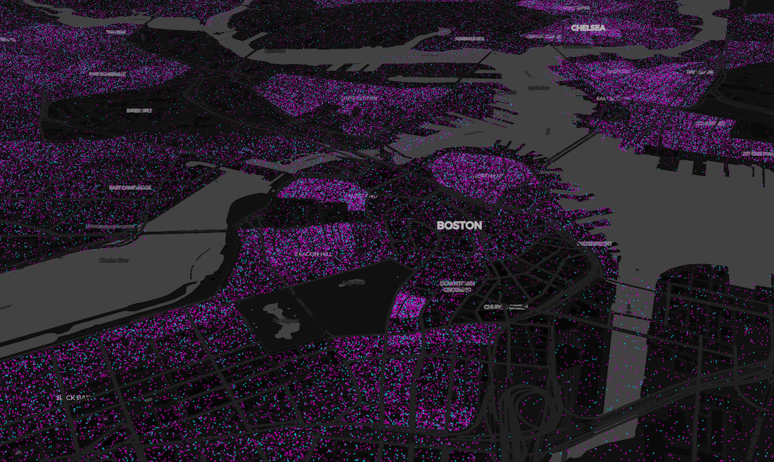 Screenshot of view of Boston at 75% vaccination rate