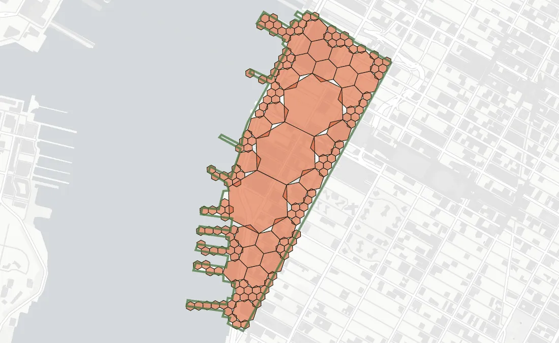 Screenshot showing scalable analytics by partitioning the space at different resolution levels