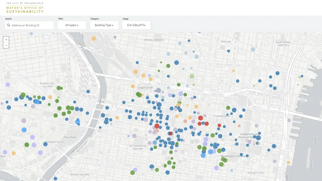 Screenshot of Building Energy Benchmarking interactive web application