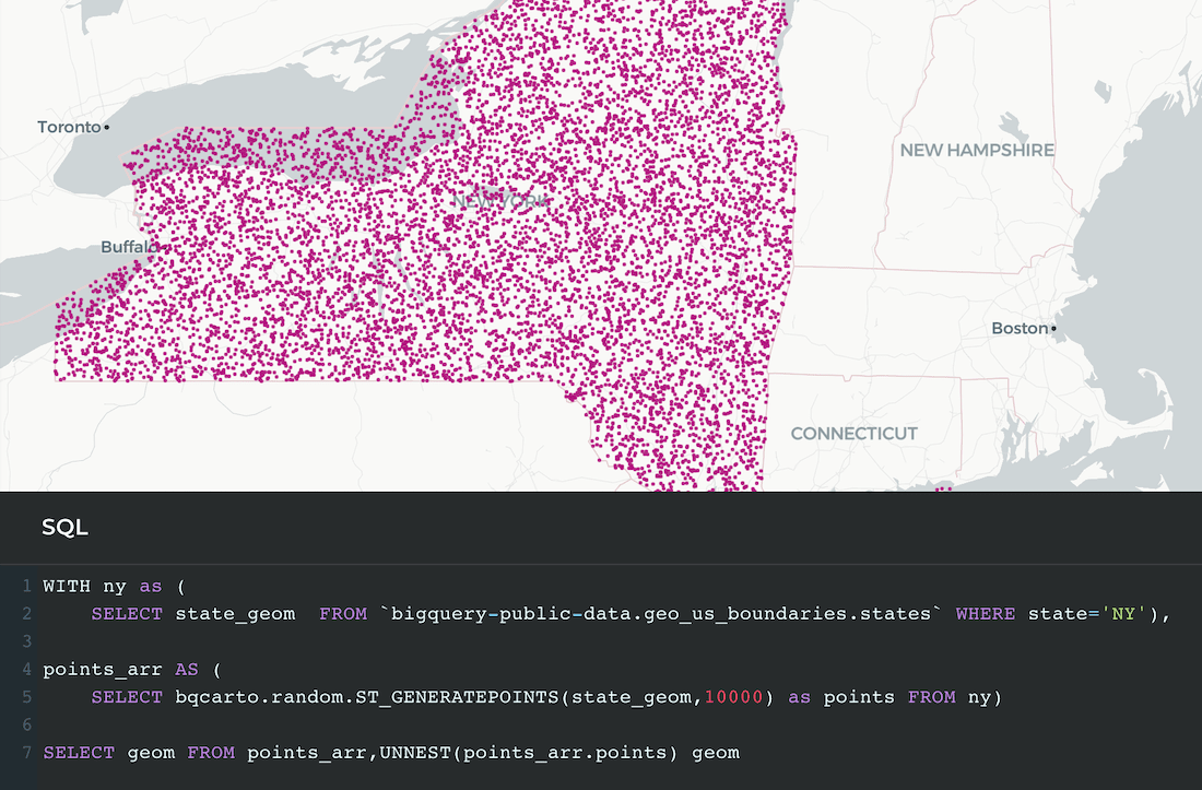 Screenshot showing spatial function being run