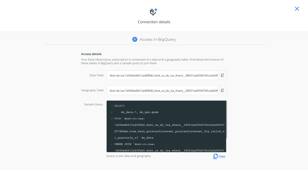 Screenshot of how to access datasets in BigQuery