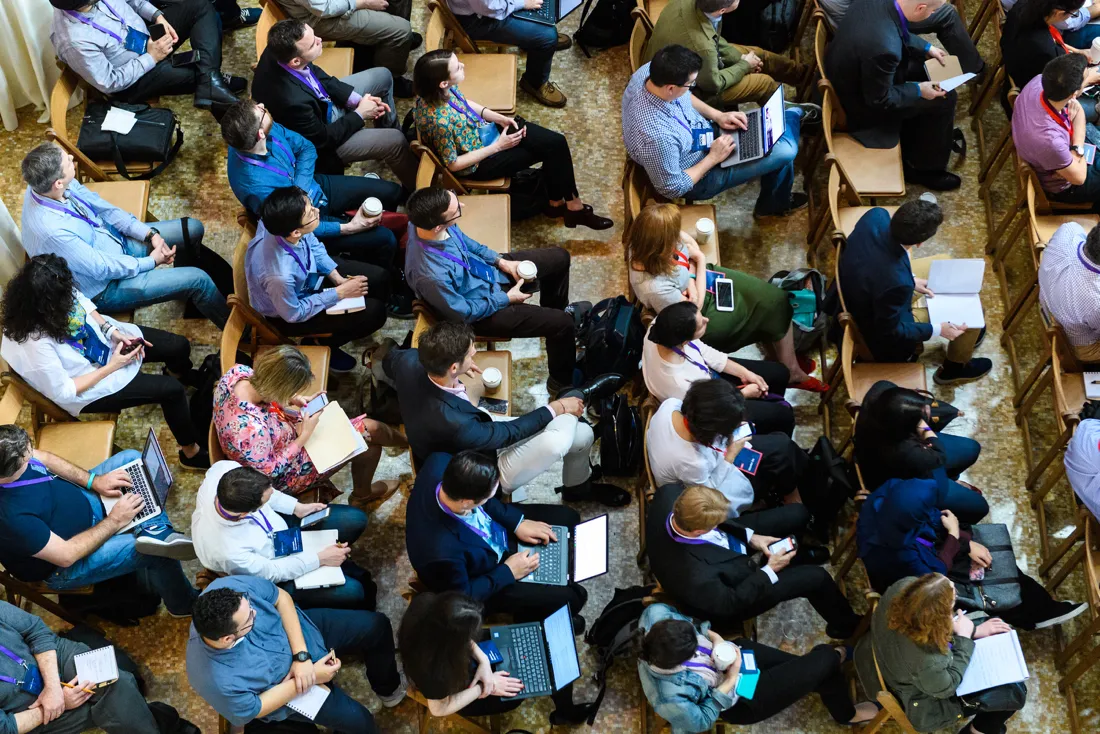 Photograph of the audience at the Spatial Data Science Conference