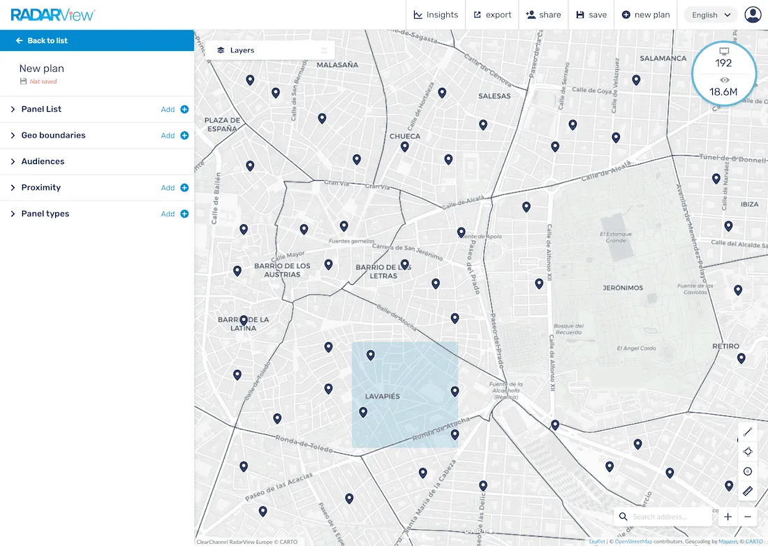 Screenshot of RADARView tool