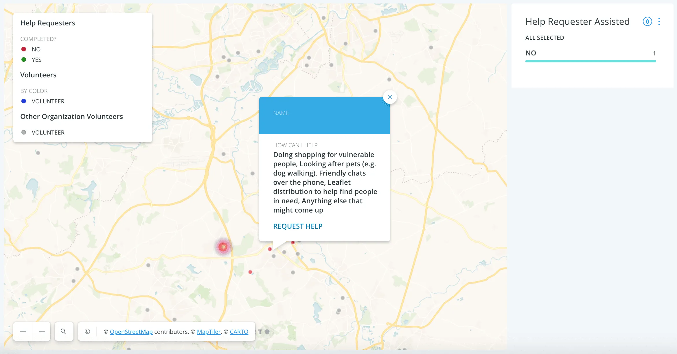 Screenshot showing mapping section of the #StudentsAgainstCorona platform