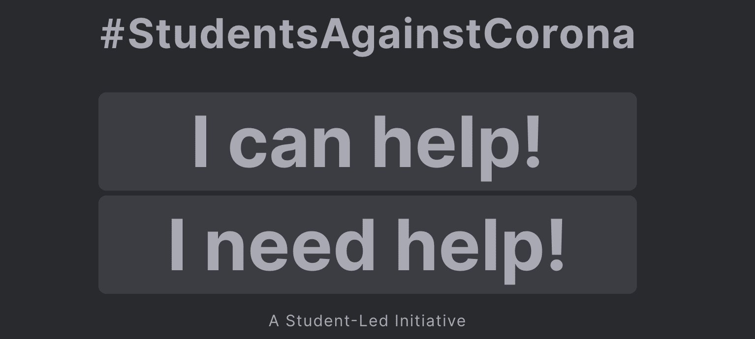 Screenshot showing submission section of the #StudentsAgainstCorona platform