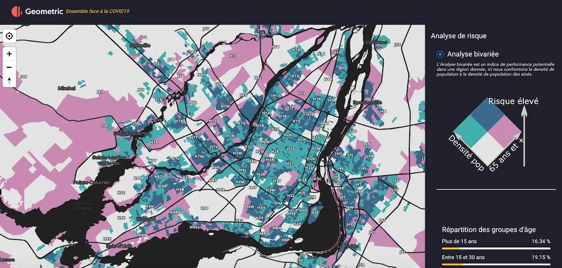Screenshot showing Anagraph’s COVID-19 Risk Analysis Dashboard