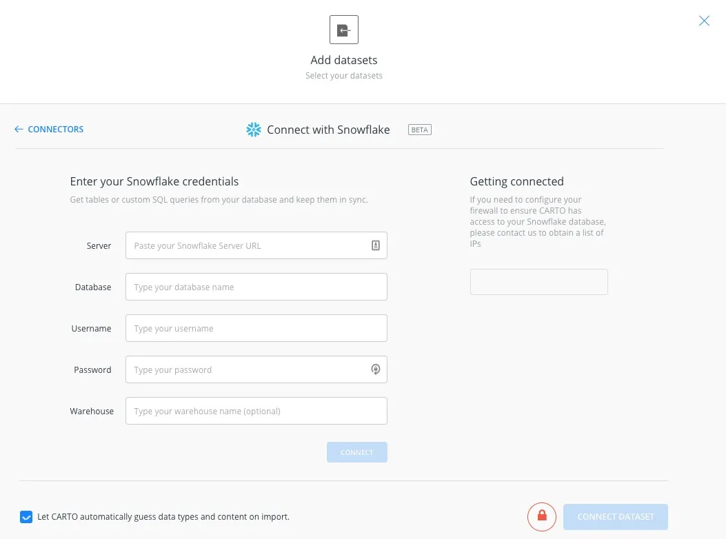 Screenshot showing the Snowflake connector in action