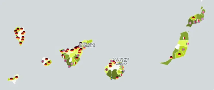 Map showing German interest in La Palma
