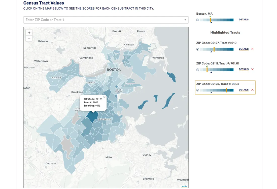 Choropleth map of Boston smoking rates