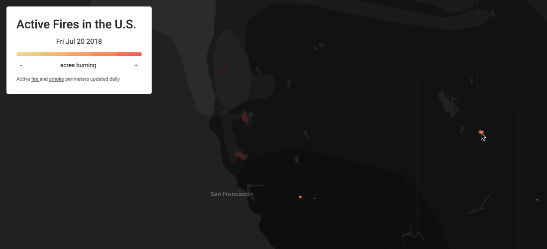 Visualizing the spread of current fires with CARTO VL