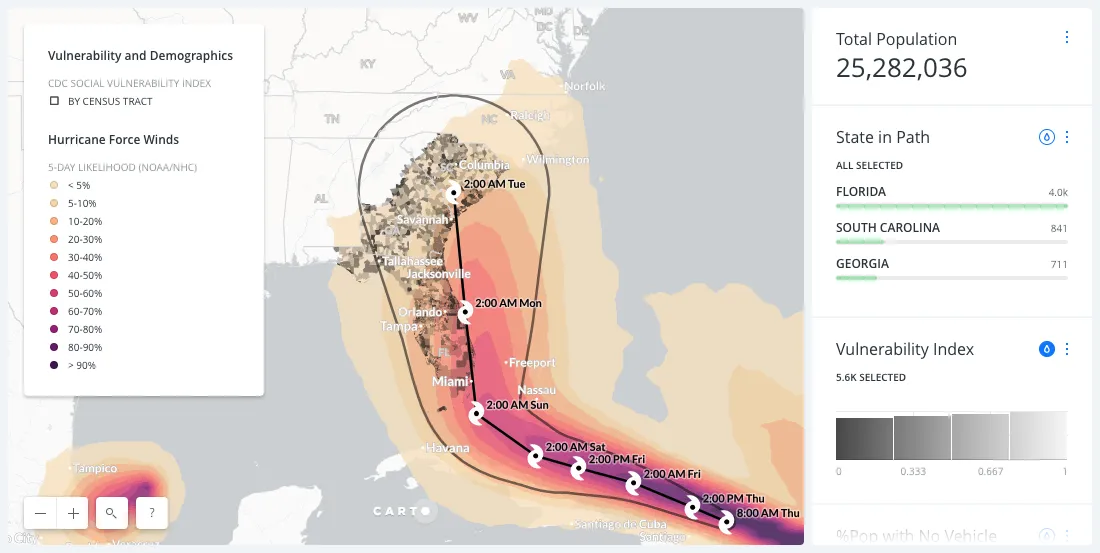 This map shows the communities most vulnerable to Hurricane Irma