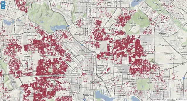 map-of-vacant-buildings-in-baltimore-built-on-carto
