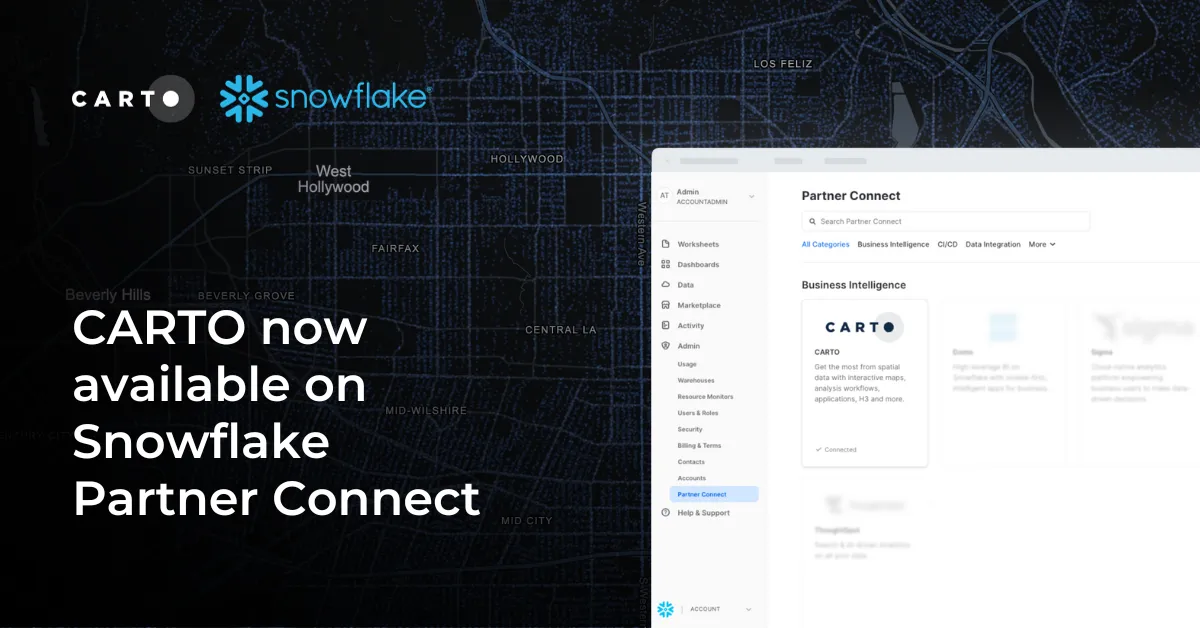 CARTO now available on Snowflake Partner Connect