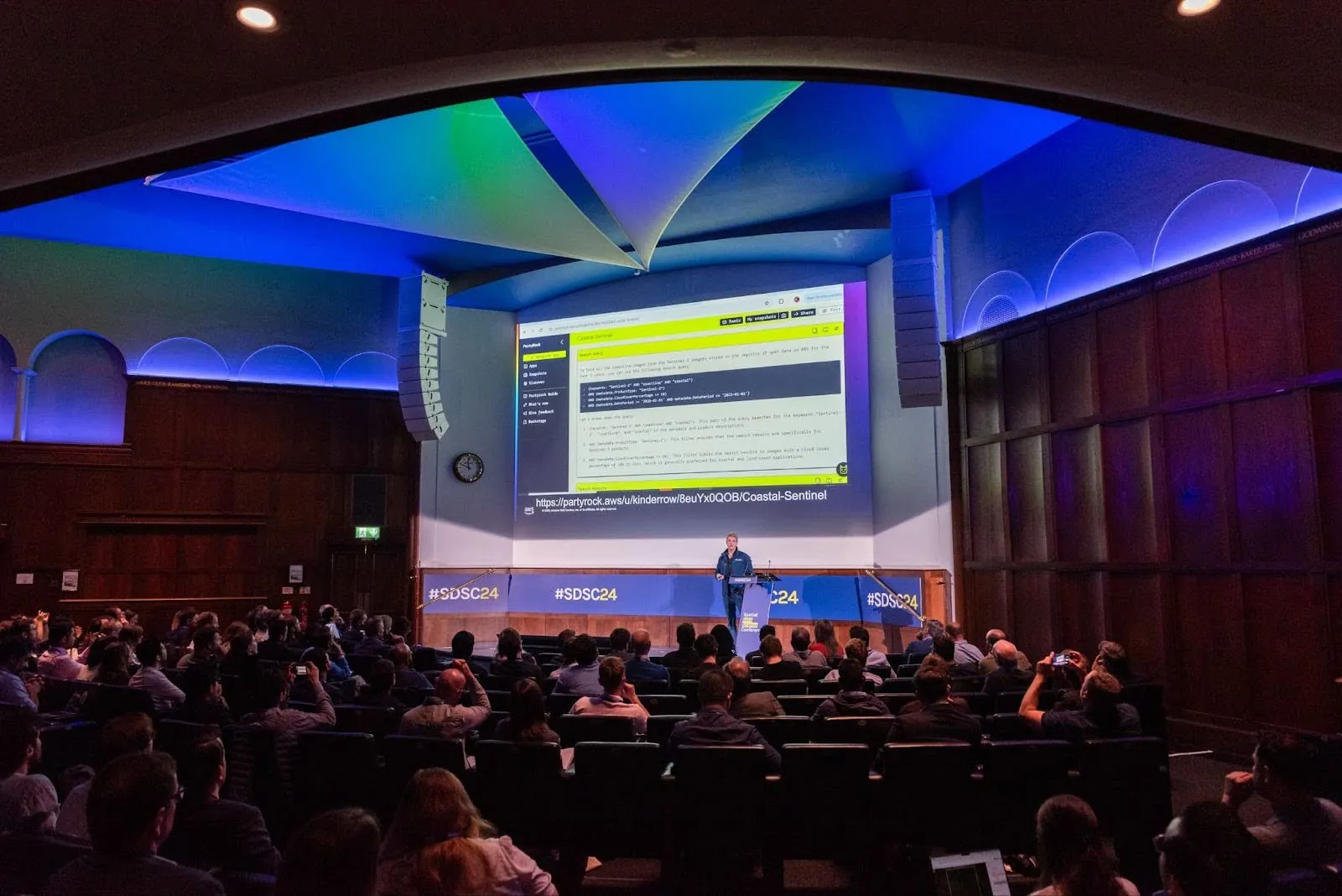 A photograph of AWS presenting at SDSC