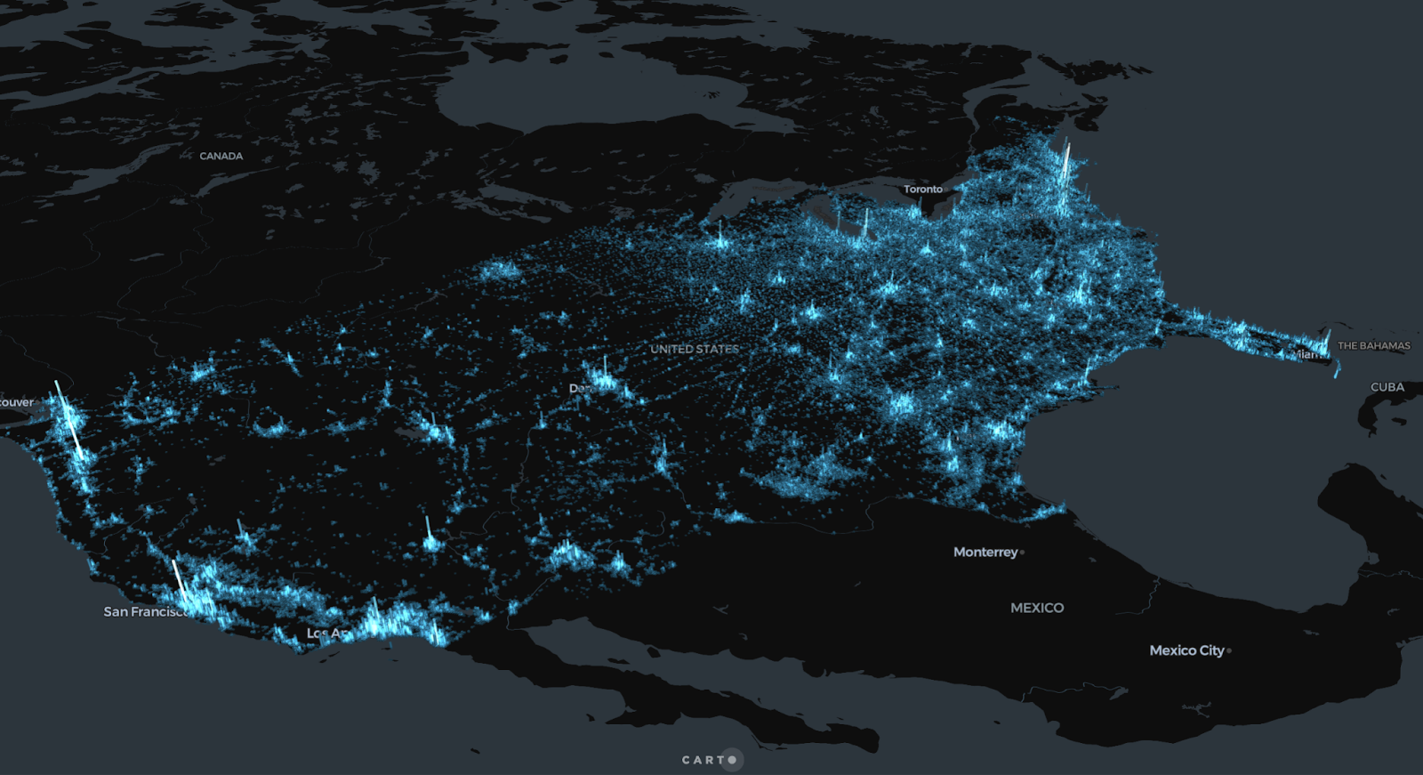 A screenshot of a CARTO map