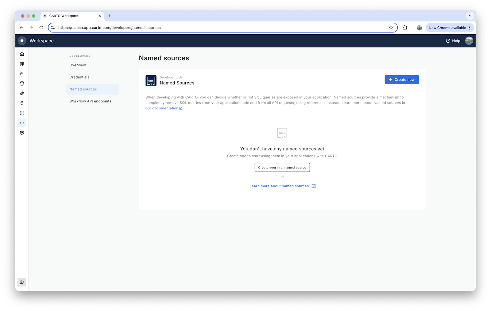 A screenshot of the CARTO workspace