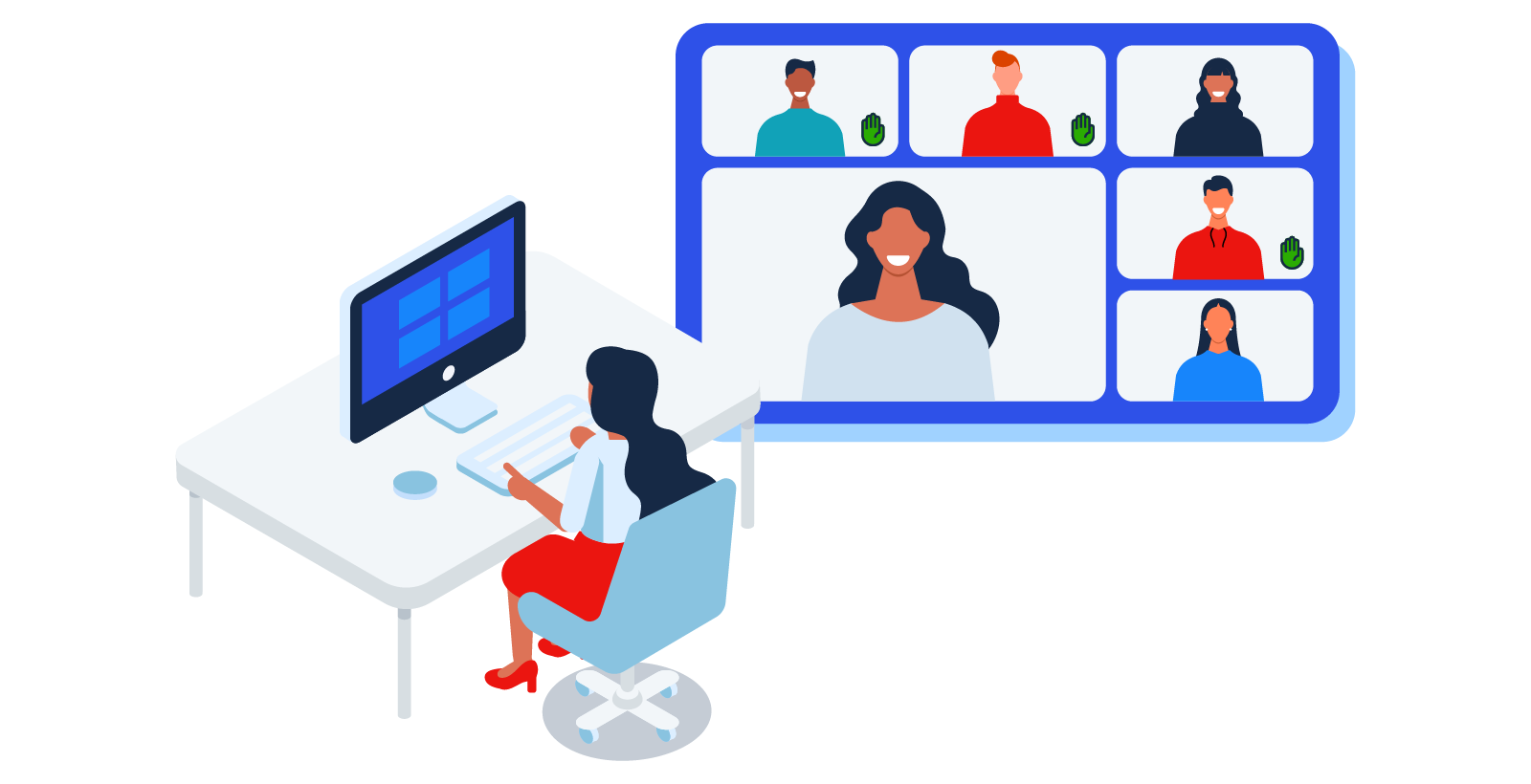 Jane presenting online to smiling faces and lots of questions 