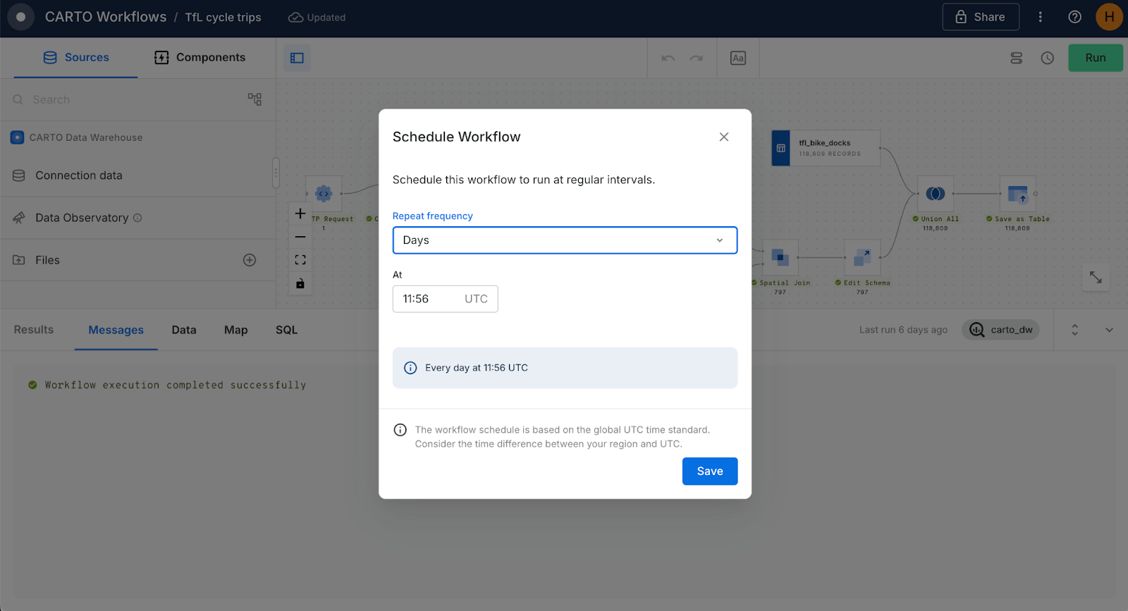 A screenshot of CARTO Workflows