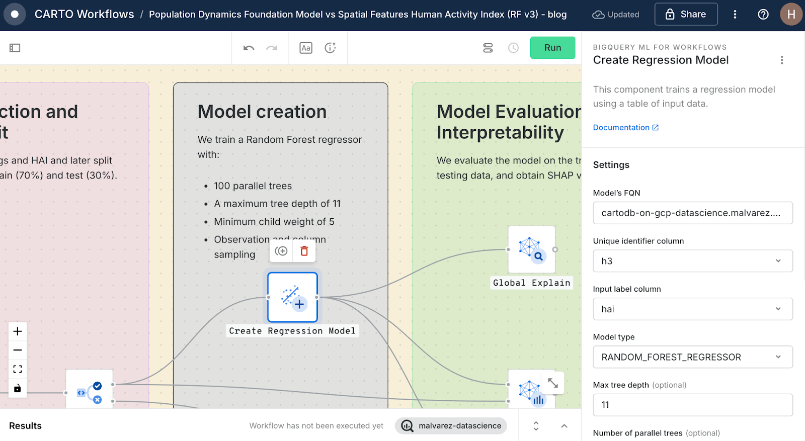 A screenshot of CARTO Workflows