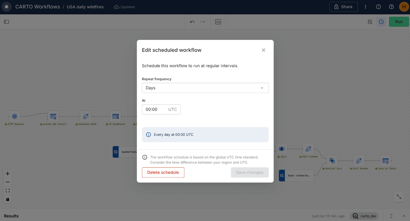 A screenshot of CARTO Workflows