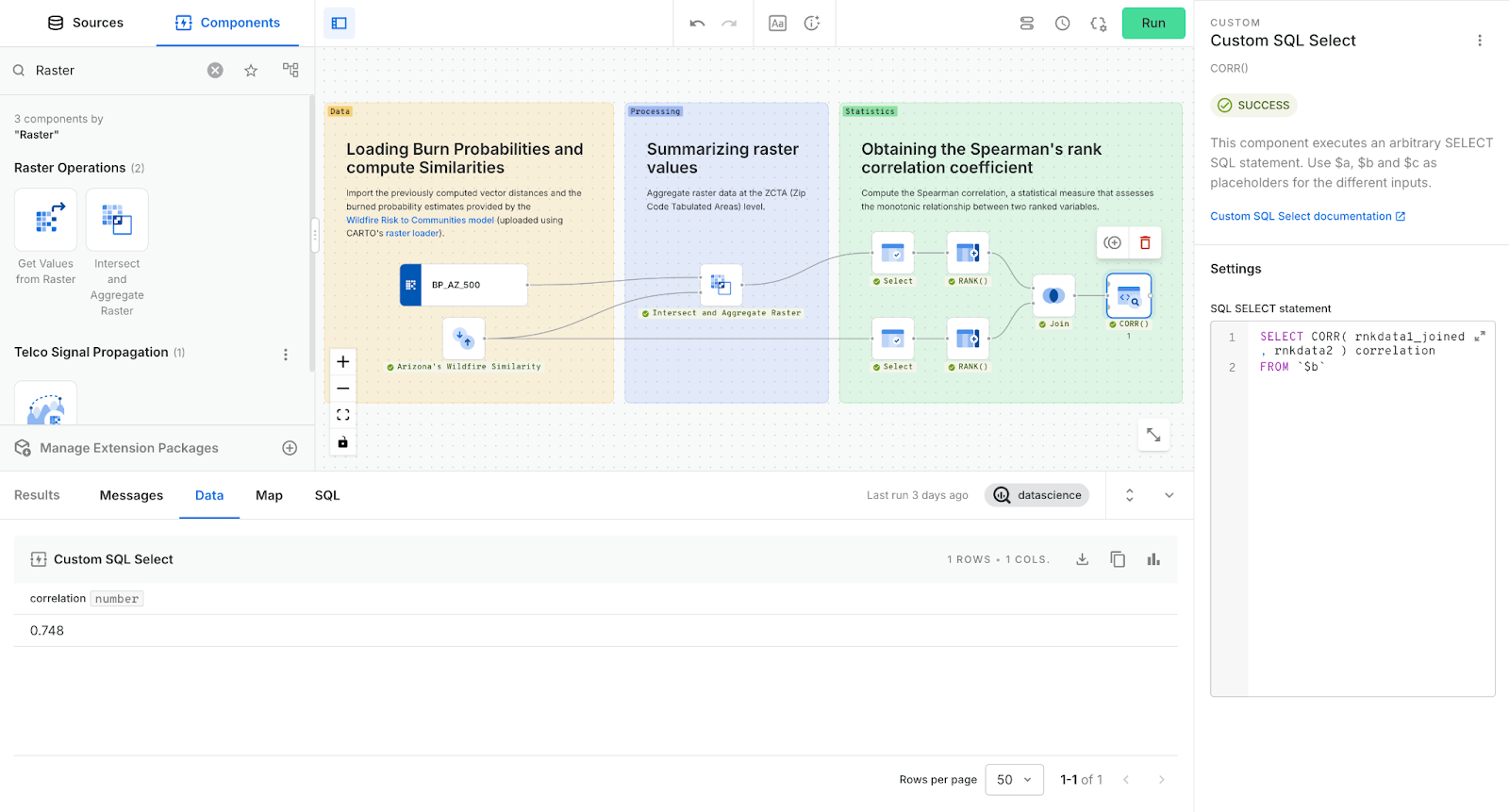 A screenshot of CARTO Workflows