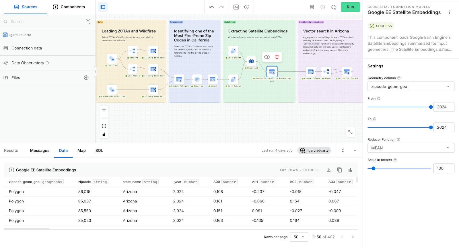 A screenshot of CARTO Workflows