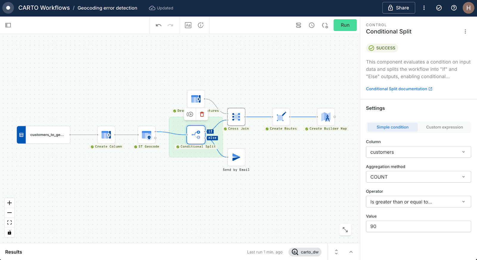 A screenshot of CARTO Workflows