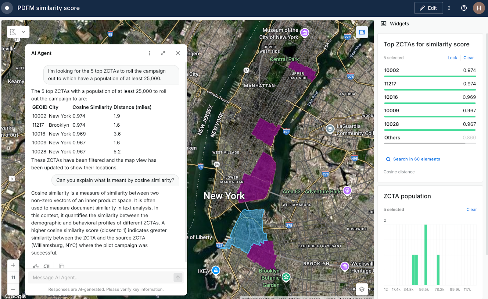 A screenshot of AI Agents being used in CARTO Builder