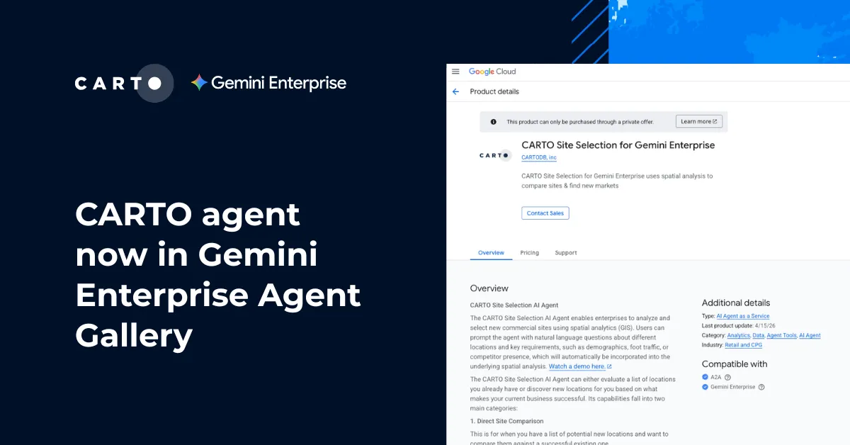 CARTO agent now in Gemini Enterprise Agent Gallery