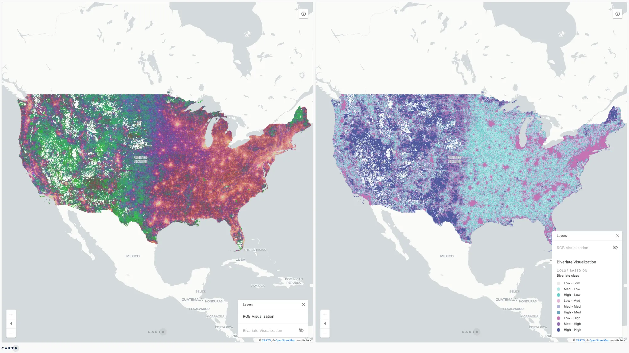Visualization of the PlacePulse embeddings across the US