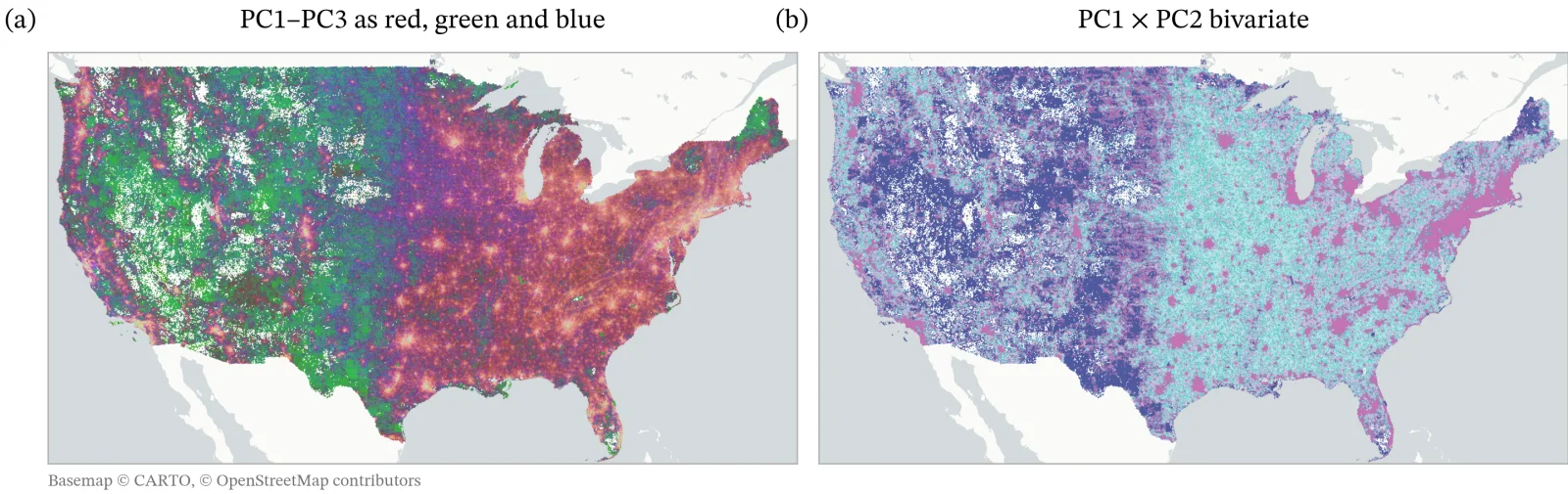 PlacePulse embeddings colored by principal component analysis