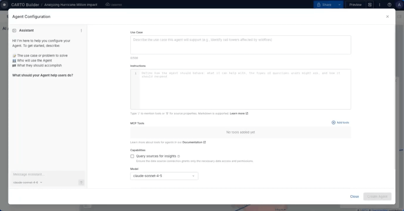 AI Agent's Assistant in CARTO Builder