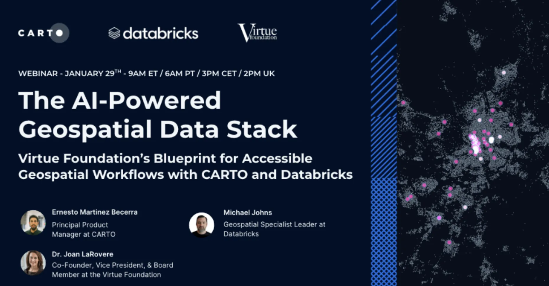 The AI-Powered Geospatial Data Stack, webinar featuring Virtue Foundation