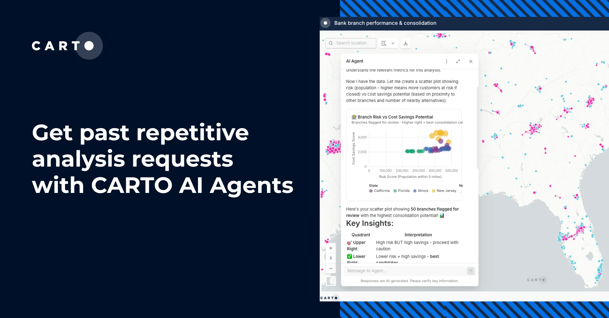 Get past repetitive analysis requests with CARTO AI Agents