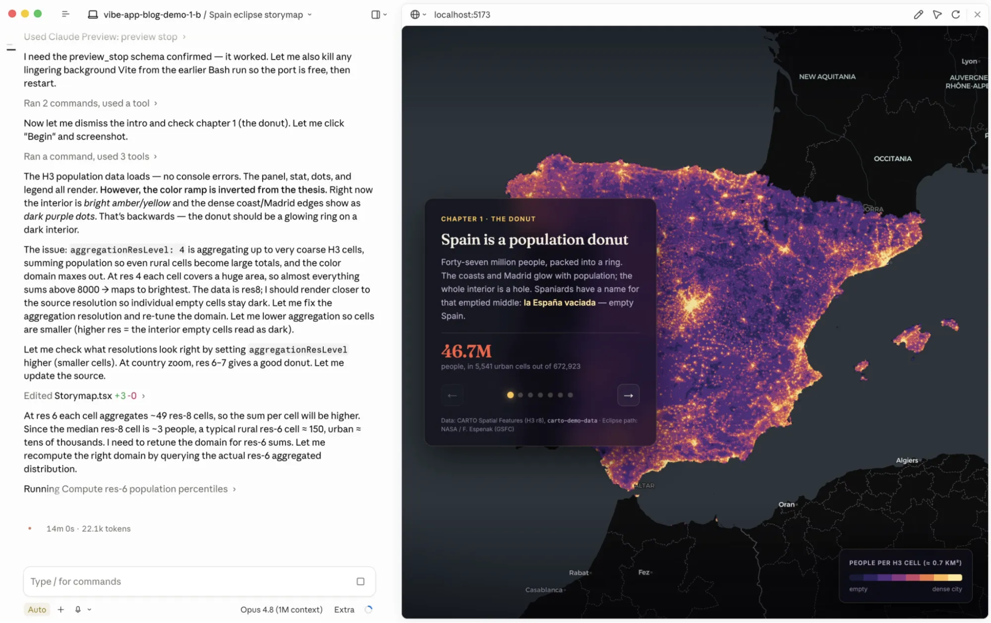 CARTO + deck.gl spatial app scaffolded by a coding agent