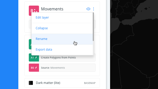 Rename map layer name from context menu