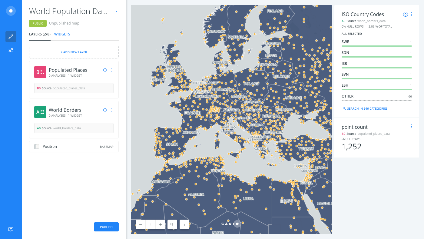 Zoom Map View to see how widget filters data