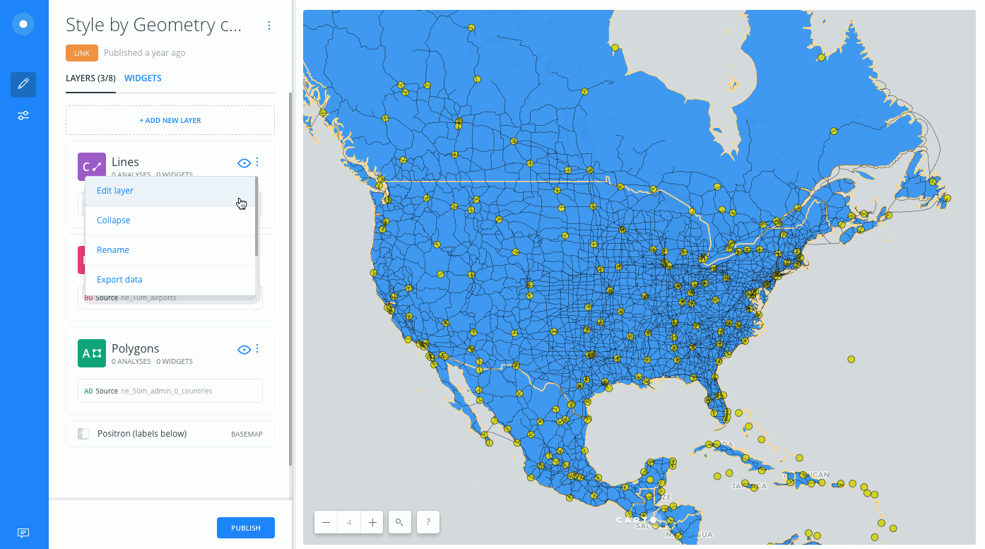 Center map on layer