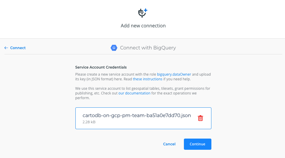bigquery service account uploaded