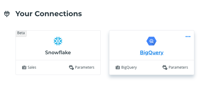 bigquery connection selected
