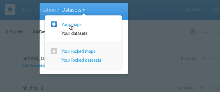 Select your maps from your dashboard