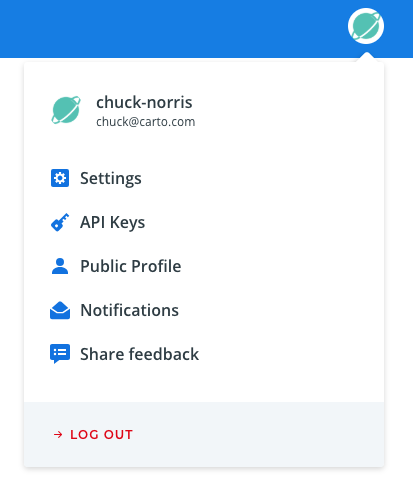 Access account options from dashboard