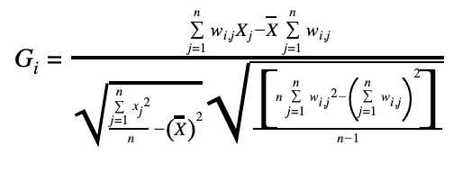 Getis-Ord Statistic Equation