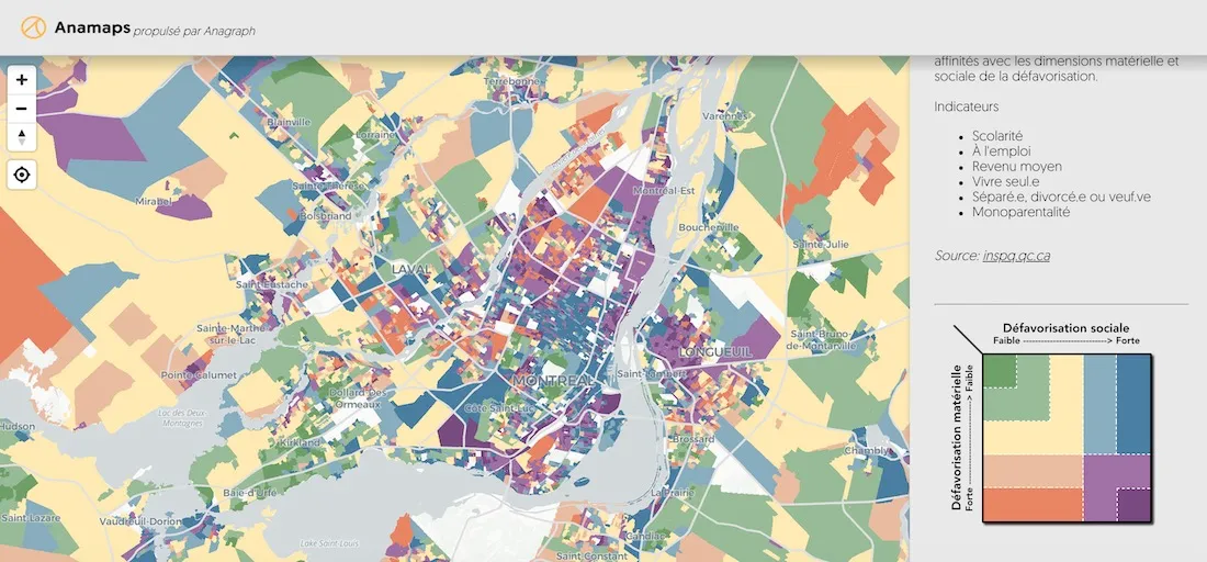 Screenshot showing Anagraph’s COVID-19 Deprivation Index Dashboard